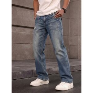 MEK Men's Munich Bootcut Jeans Y2K Vintage Distressed Denim Button Fly SZ 34x34